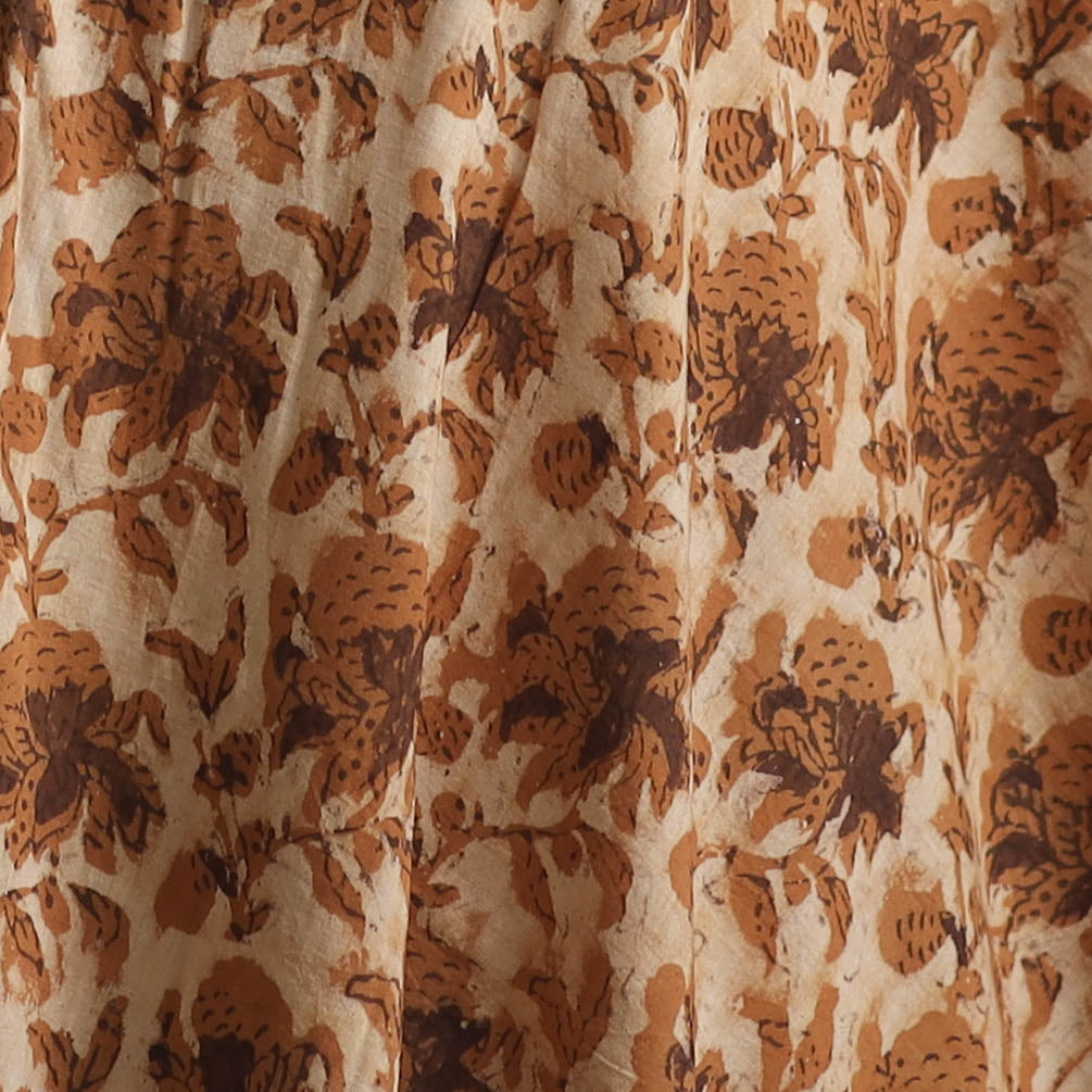 Beige - Ajrakh Vanaspati Hand Block Print Natural Dyed Cotton Fabric 24