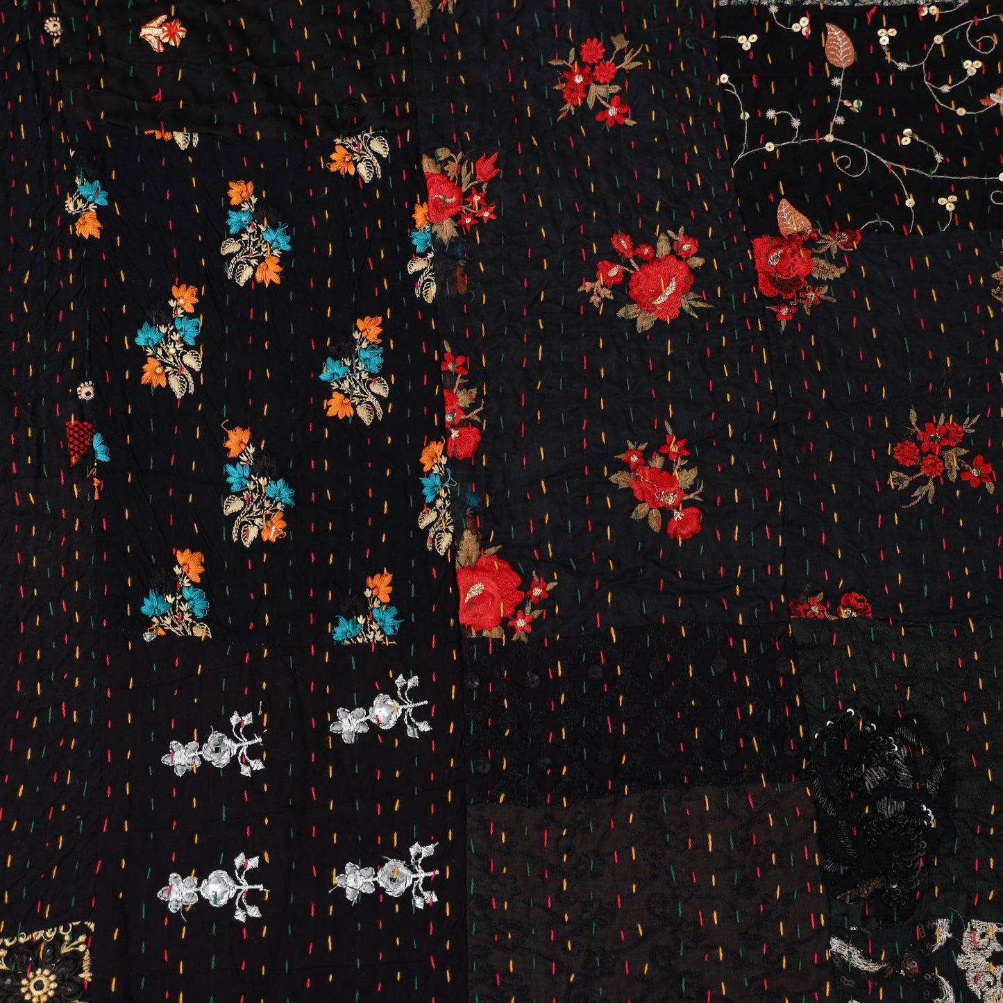 Black - Khambadiya Tagai Patchwork Quilt / Gudri / Blanket 15