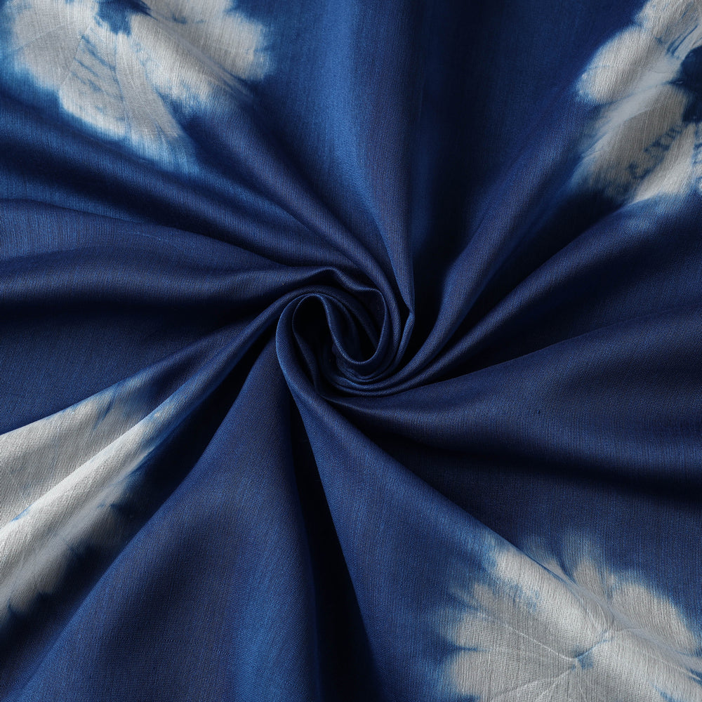 Blue - Shibori Tie-Dye Chanderi Silk Handloom Fabric