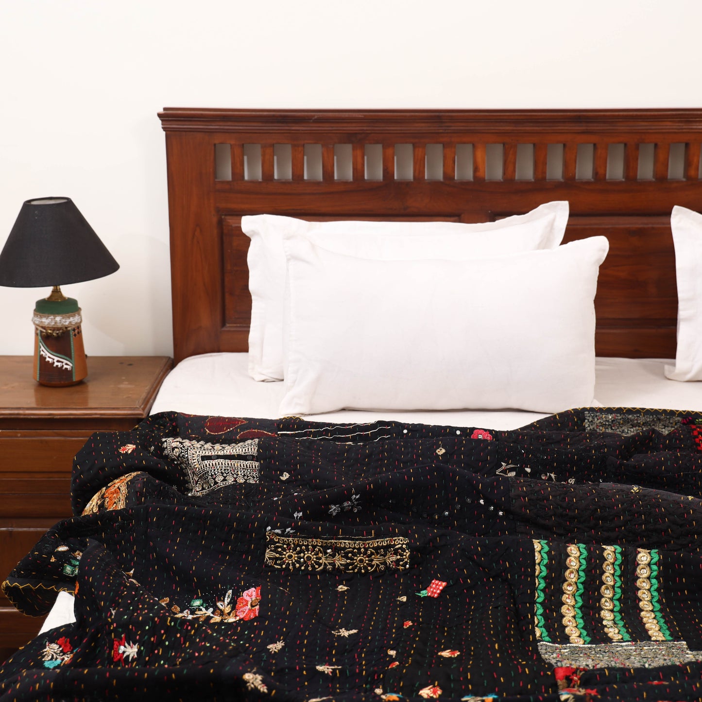 Black - Khambadiya Tagai Patchwork Quilt / Gudri / Blanket 15