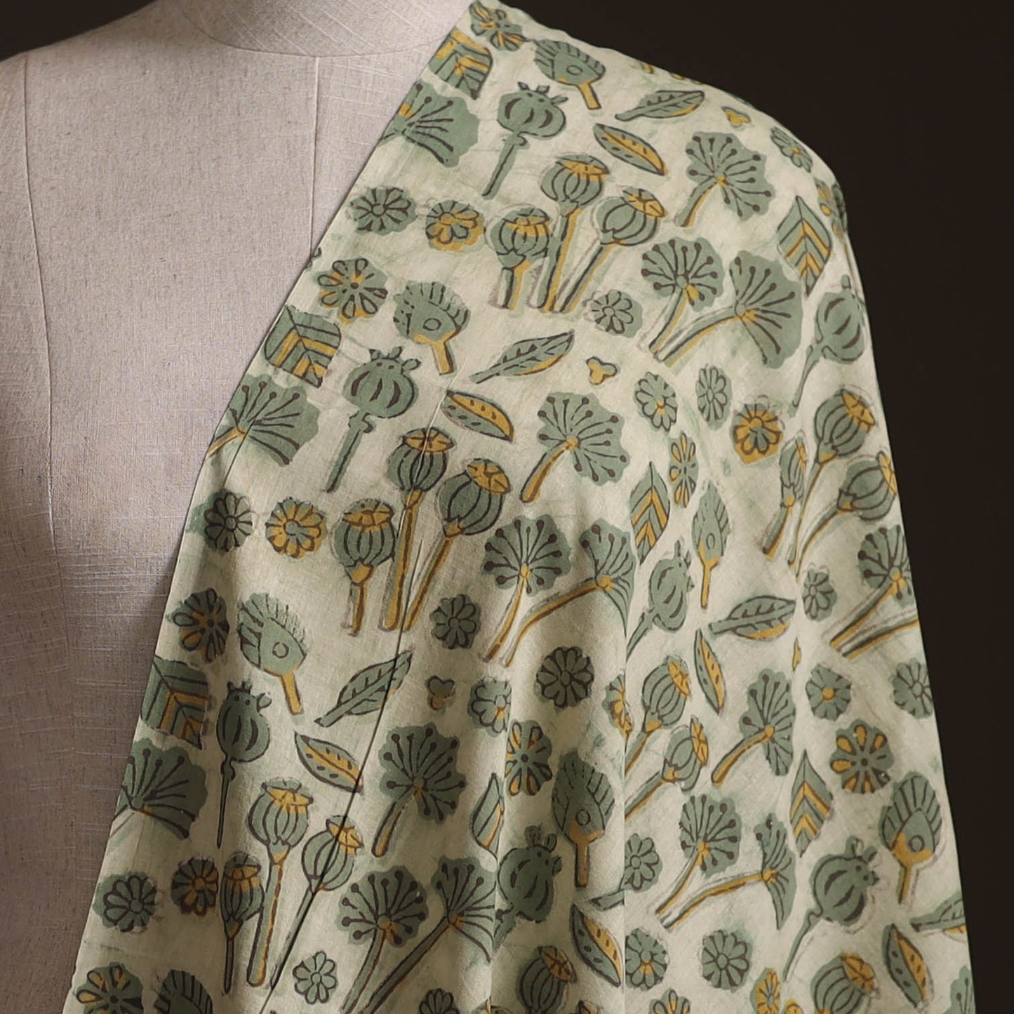 Ajrakh Vanaspati Hand Block Print Natural Dyed Cotton Fabric 27