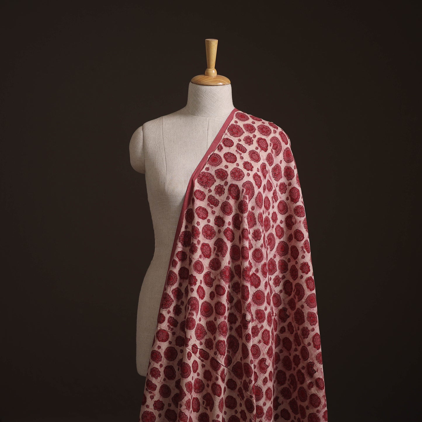 Red - Ajrakh Vanaspati Hand Block Print Natural Dyed Cotton Fabric 28