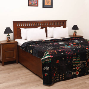 Black - Khambadiya Tagai Patchwork Quilt / Gudri / Blanket 13