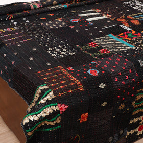 Black - Khambadiya Tagai Patchwork Quilt / Gudri / Blanket 13
