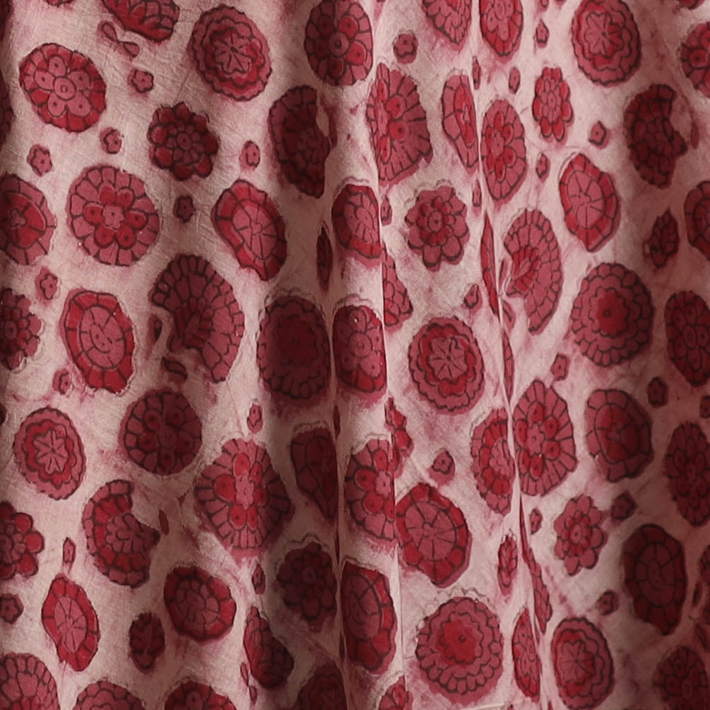 Red - Ajrakh Vanaspati Hand Block Print Natural Dyed Cotton Fabric 28