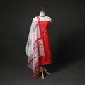 Leheriya Tie-Dye 2pc Cotton Unstitched Dress Material Kurta Set with Earrings 04