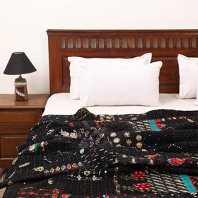 Black - Khambadiya Tagai Patchwork Quilt / Gudri / Blanket 13