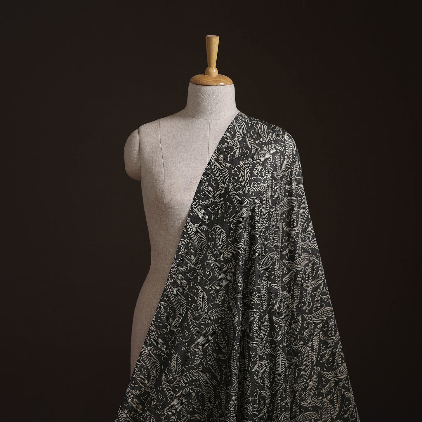 Ajrakh Hand Block Print Natural Dyed Handspun Handwoven Mulberry Silk Fabric  10