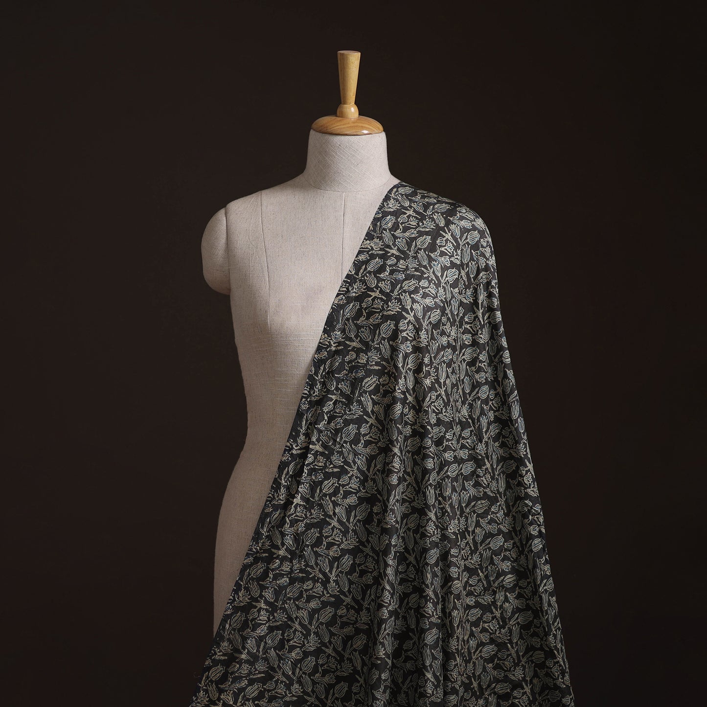 Ajrakh Hand Block Print Natural Dyed Handspun Handwoven Mulberry Silk Fabric 08