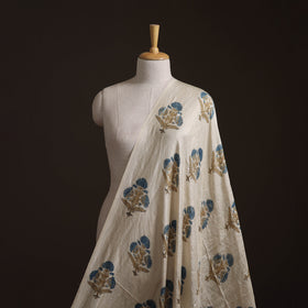 Ajrakh Hand Block Print Natural Dyed Handspun Handwoven Mulberry Silk Fabric 09
