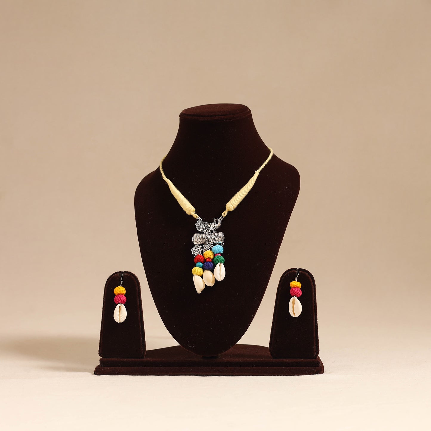 Yellow - navratri special! German silver shell & thread