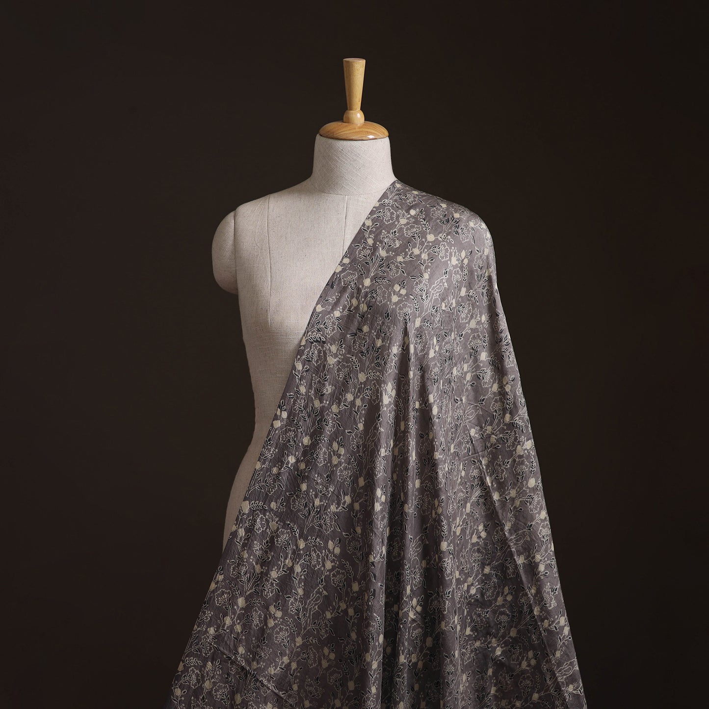 Ajrakh Hand Block Print Natural Dyed Handspun Handwoven Mulberry Silk Fabric  13