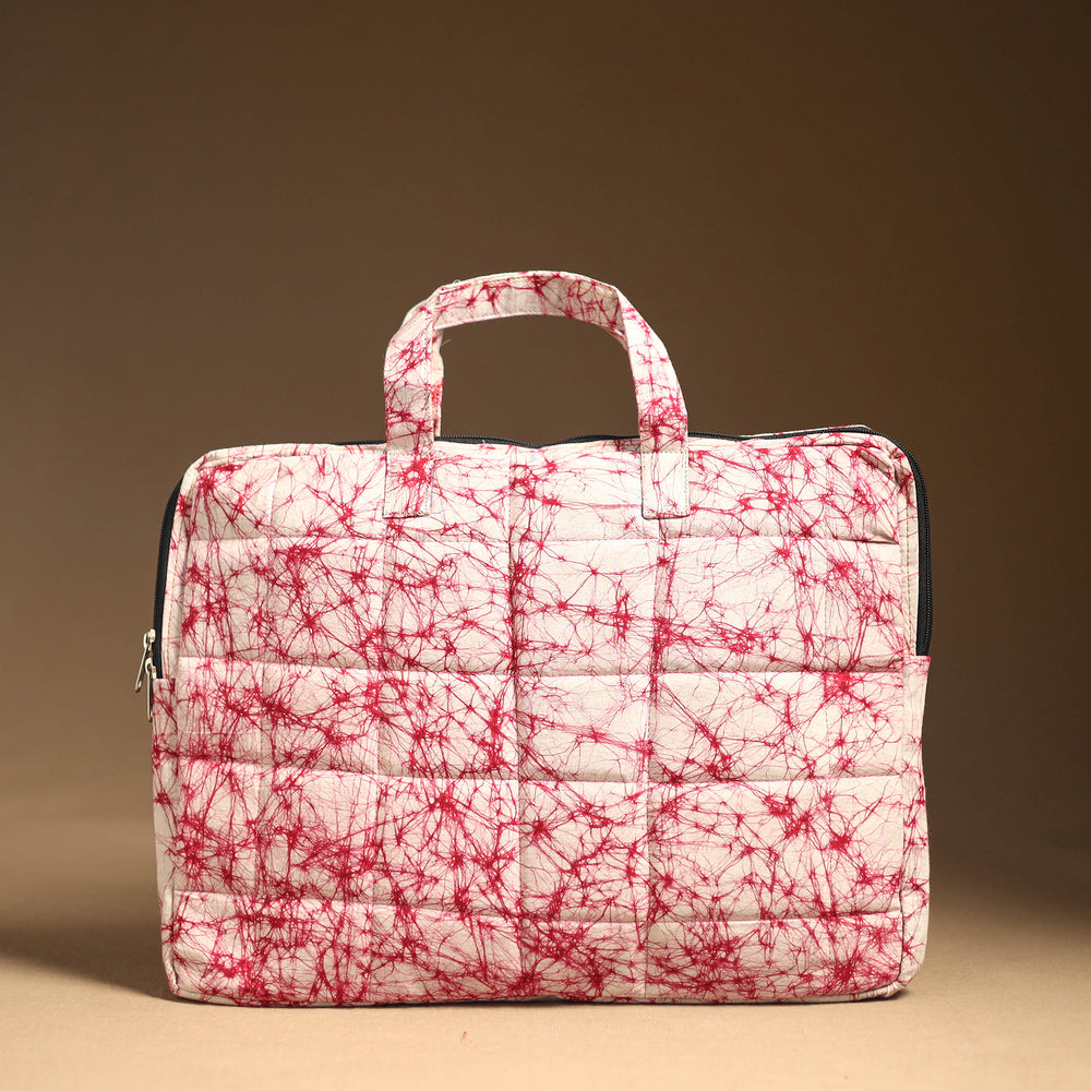 Pink - Handmade Quilted Cotton Laptop Bag (12 x 16 in) 07