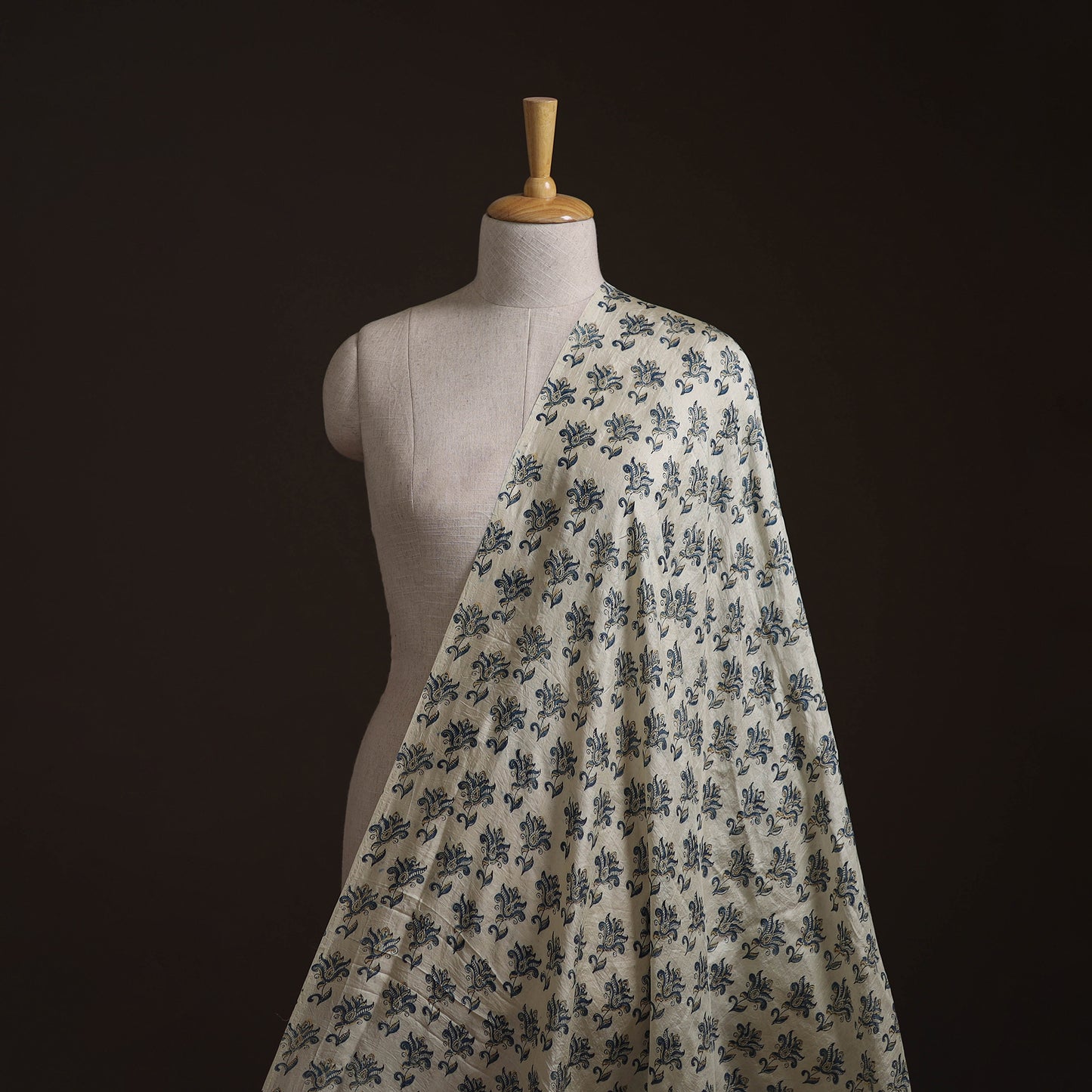 Ajrakh Hand Block Print Natural Dyed Handspun Handwoven Mulberry Silk Fabric  14