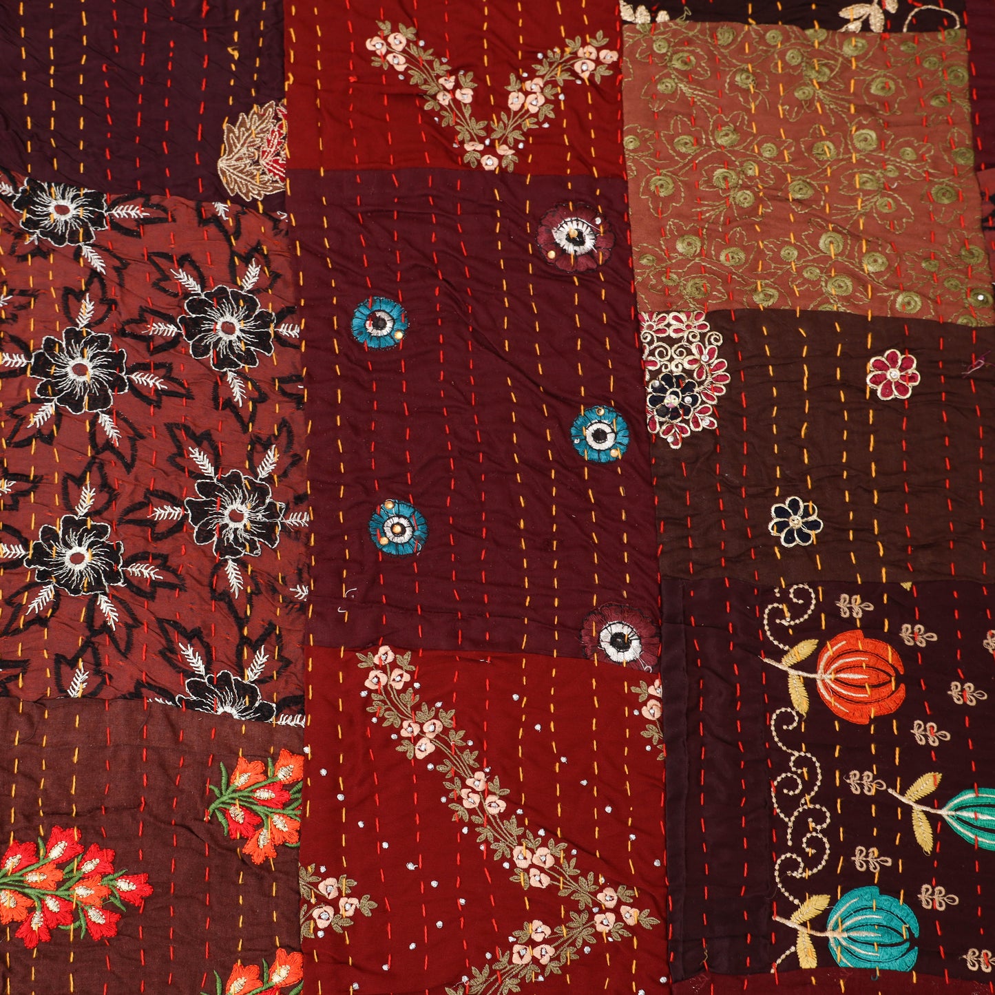 Brown - Khambadiya Tagai Patchwork Quilt / Gudri / Blanket 19