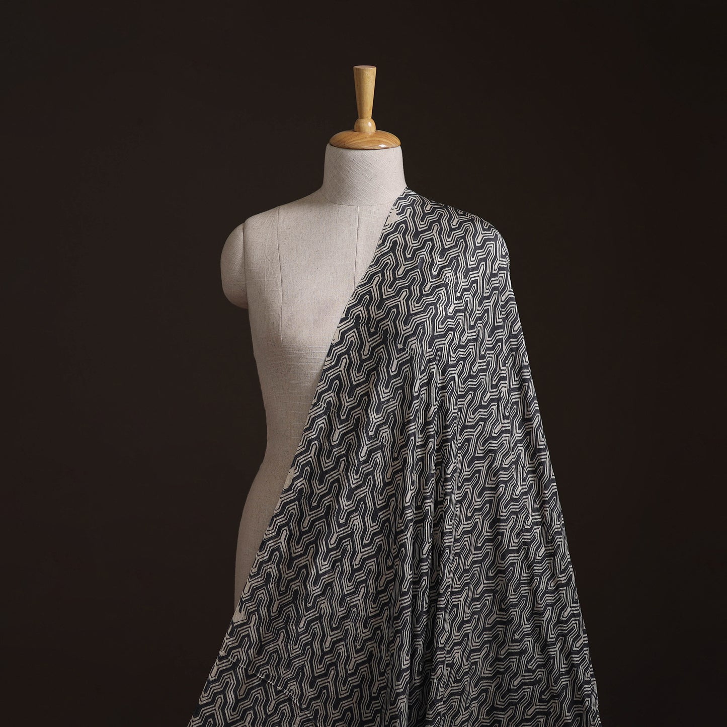 Ajrakh Hand Block Print Natural Dyed Handspun Handwoven Mulberry Silk Fabric  15
