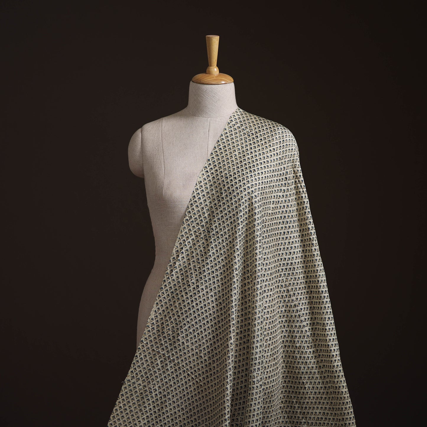 Ajrakh Hand Block Print Natural Dyed Handspun Handwoven Mulberry Silk Fabric  16