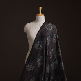 Ajrakh Hand Block Print Natural Dyed Handspun Handwoven Mulberry Silk Fabric  19