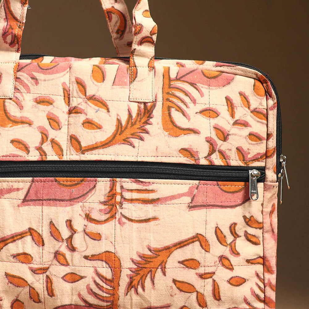 Peach - Handmade Quilted Cotton Laptop Bag (12 x 16 in) 11