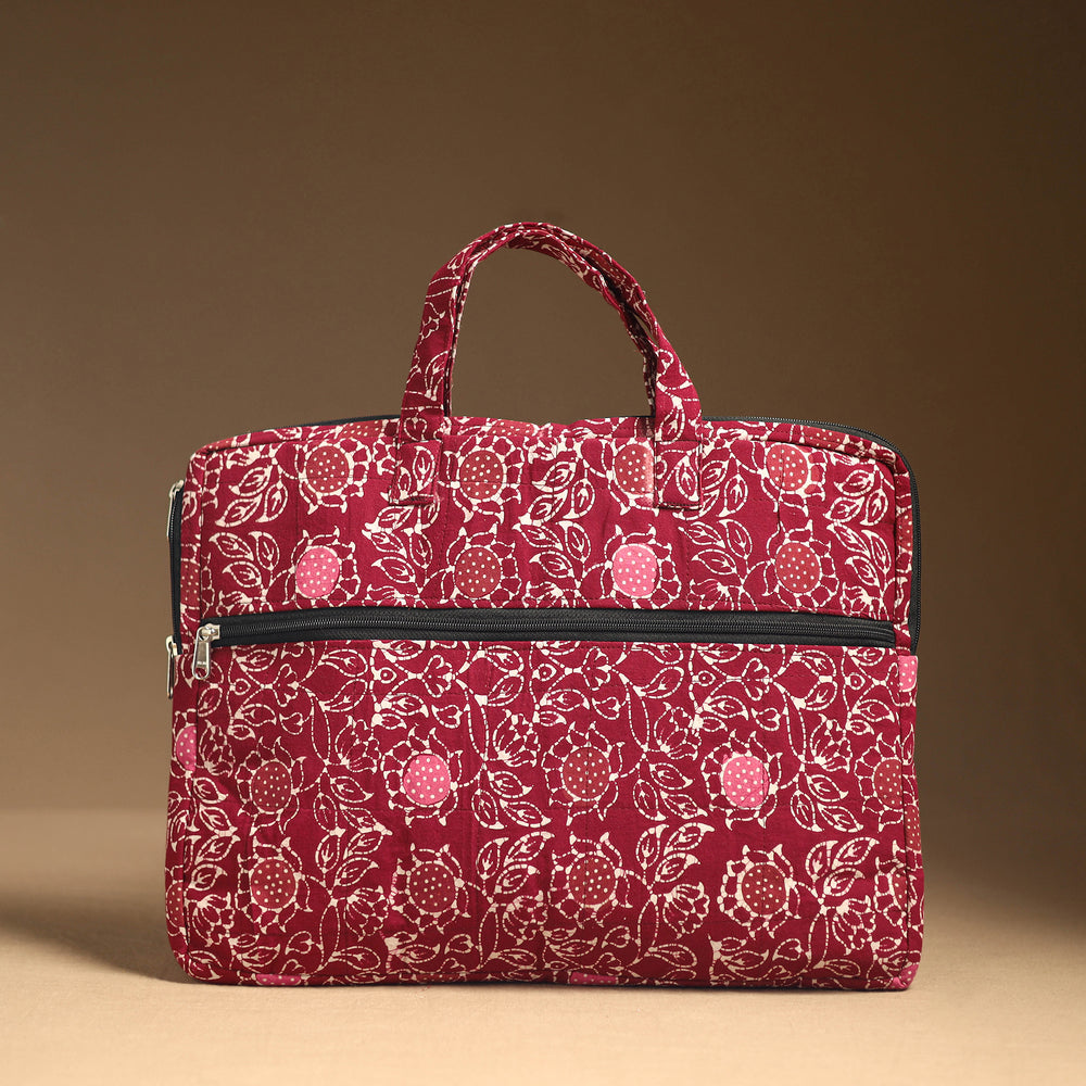 Pink - Handmade Quilted Cotton Laptop Bag (12 x 16 in) 16