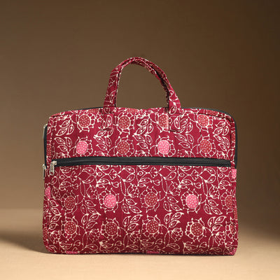 Pink - Handmade Quilted Cotton Laptop Bag (12 x 16 in) 16