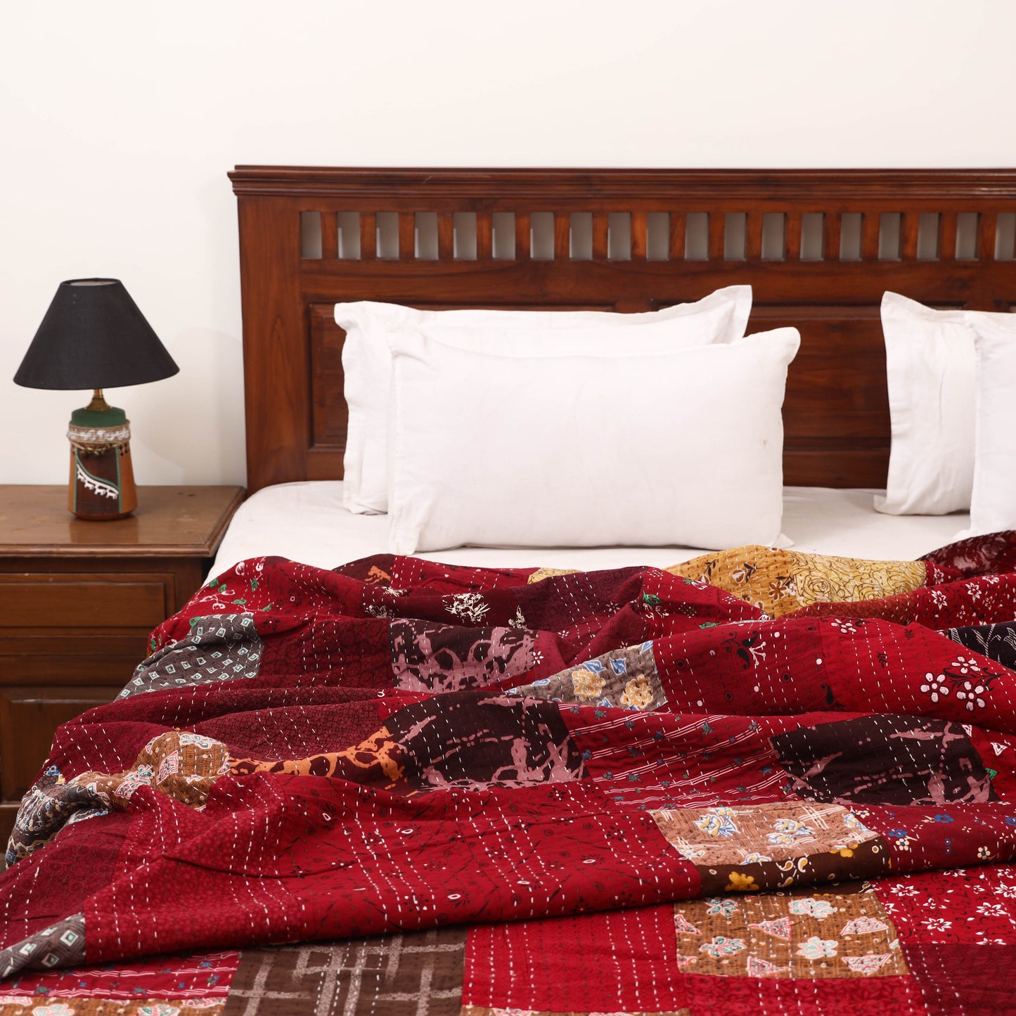 Maroon - Khambadiya Tagai Patchwork Quilt / Gudri / Blanket 21