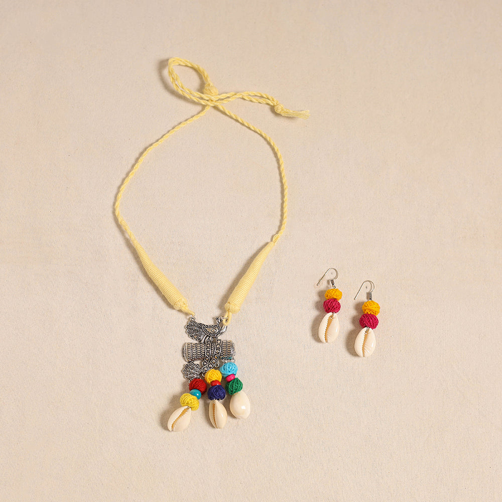 Yellow - navratri special! German silver shell & thread