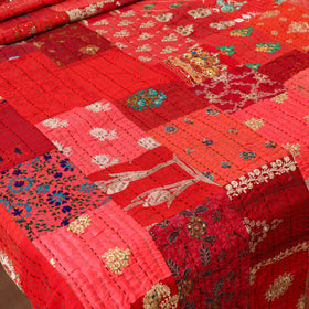 Red - Khambadiya Tagai Patchwork Quilt / Gudri / Blanket 22