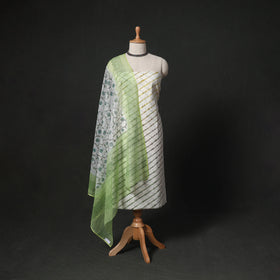 Leheriya Tie-Dye 2pc Cotton Unstitched Dress Material Kurta Set with Earrings 08