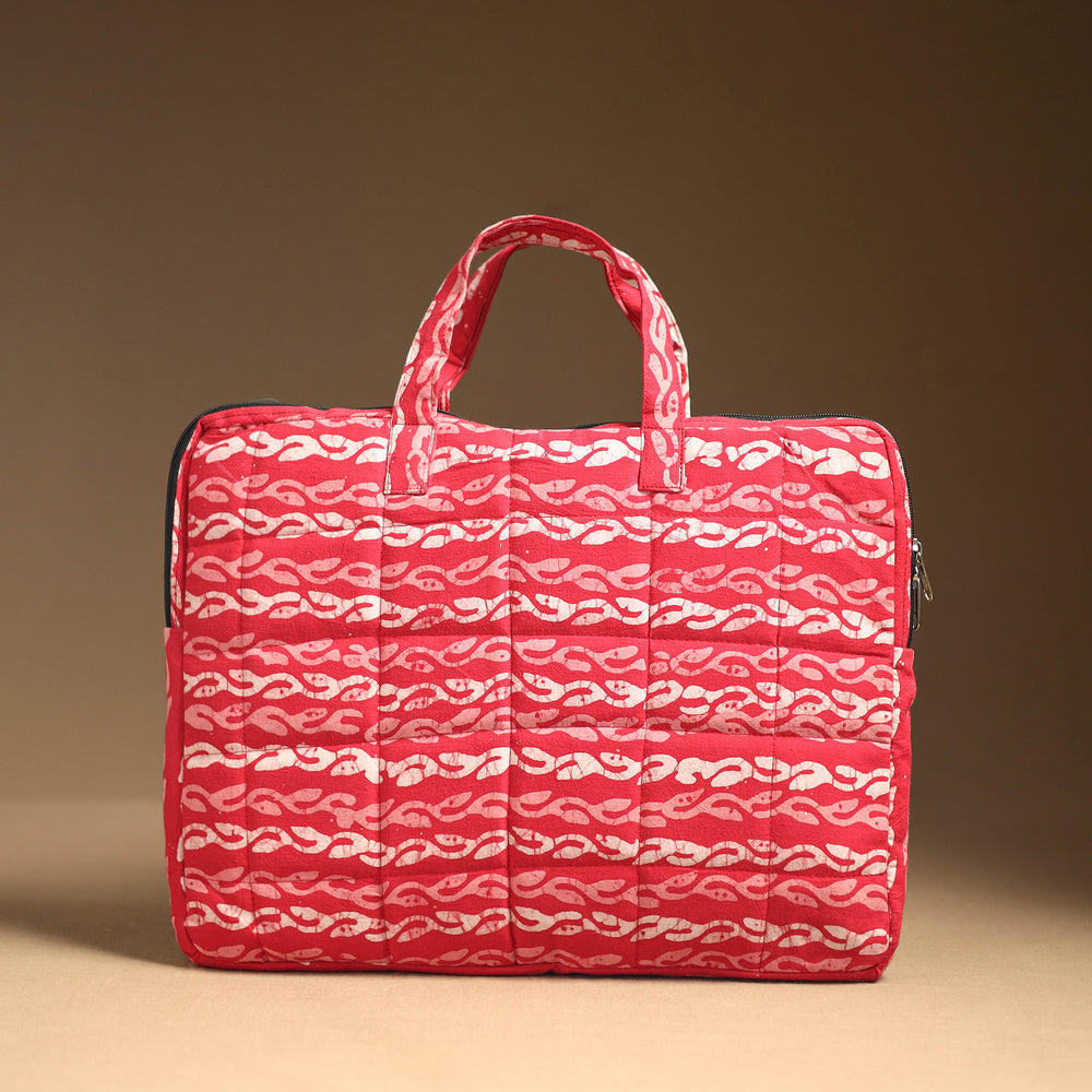 Pink - Handmade Quilted Cotton Laptop Bag (12 x 16 in) 19