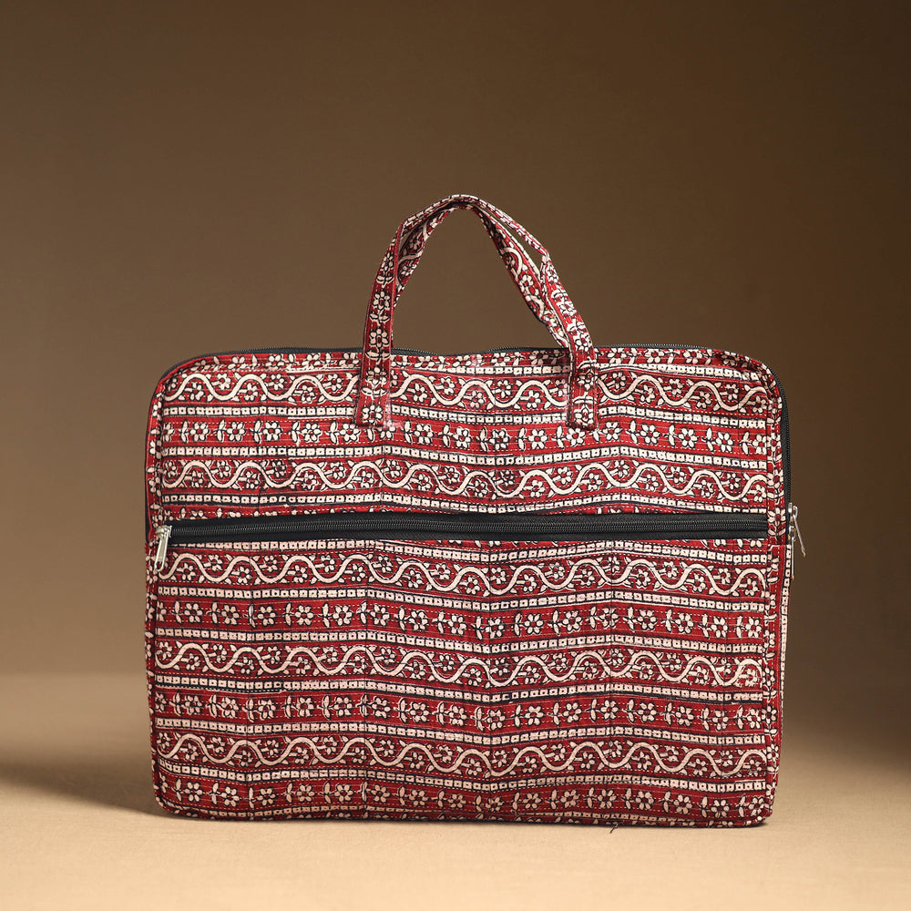 Red - Handmade Quilted Cotton Laptop Bag (12 x 16 in) 20