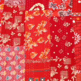 Red - Khambadiya Tagai Patchwork Quilt / Gudri / Blanket 23