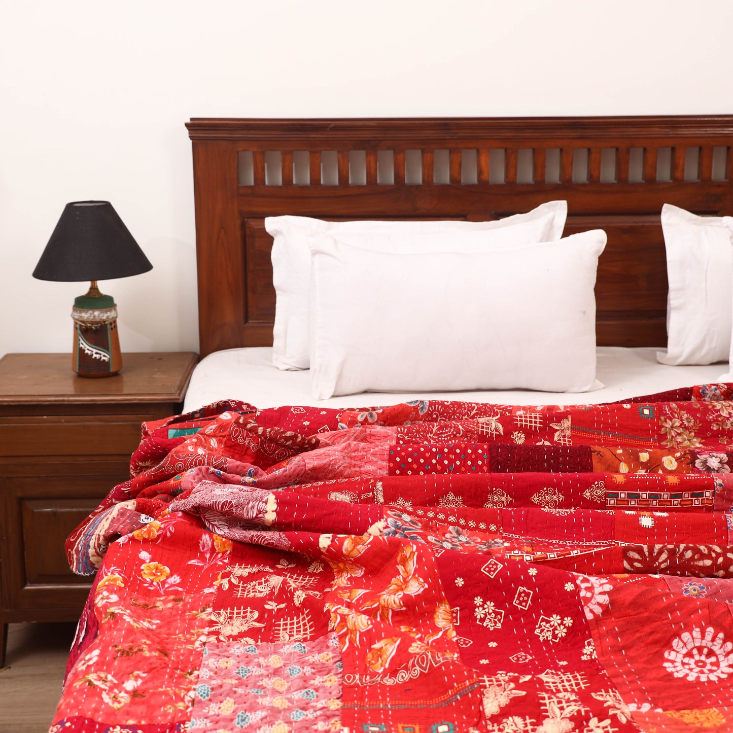 Red - Khambadiya Tagai Patchwork Quilt / Gudri / Blanket 23