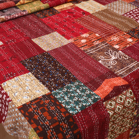 Maroon - Khambadiya Tagai Patchwork Quilt / Gudri / Blanket 24