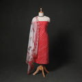 Leheriya Tie-Dye 2pc Cotton Unstitched Dress Material Kurta Set with Earrings 09