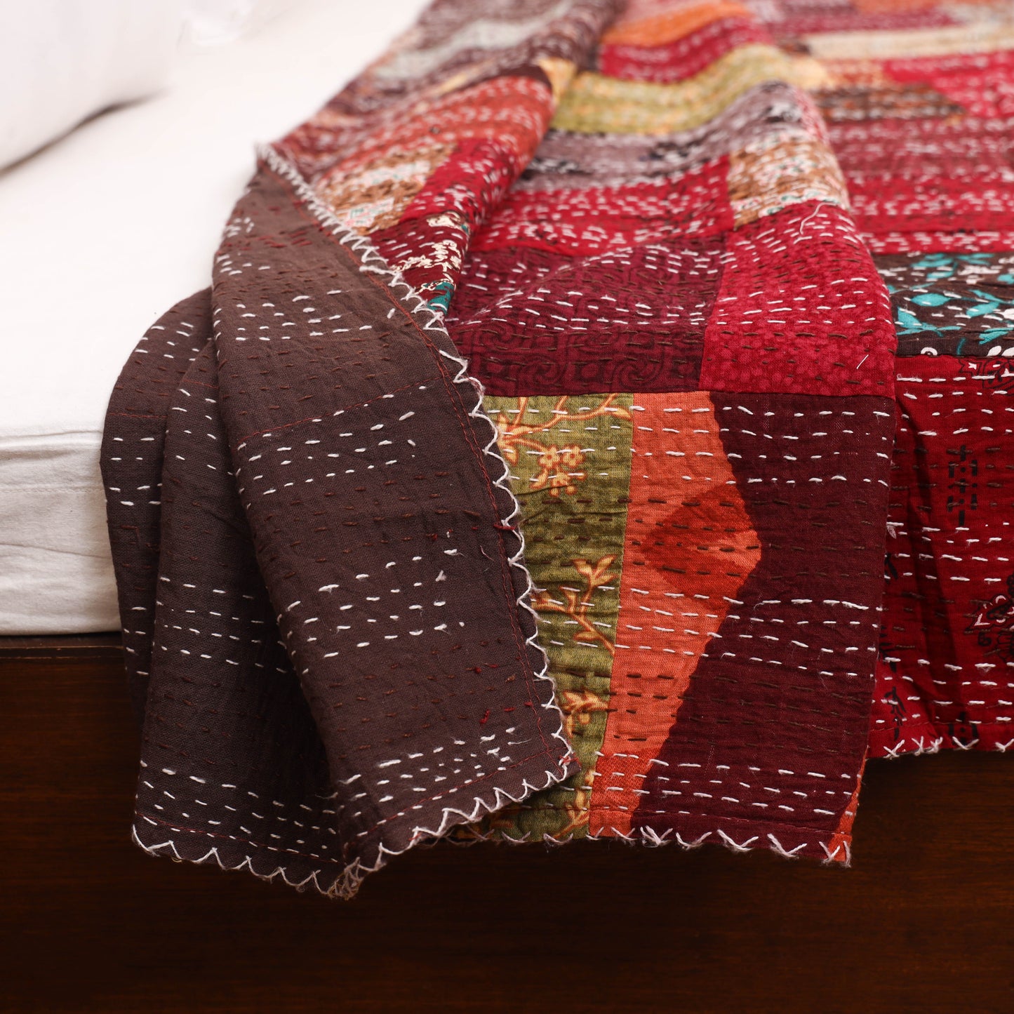 Maroon - Khambadiya Tagai Patchwork Quilt / Gudri / Blanket 24