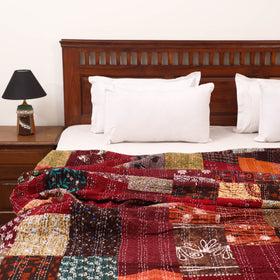 Maroon - Khambadiya Tagai Patchwork Quilt / Gudri / Blanket 24