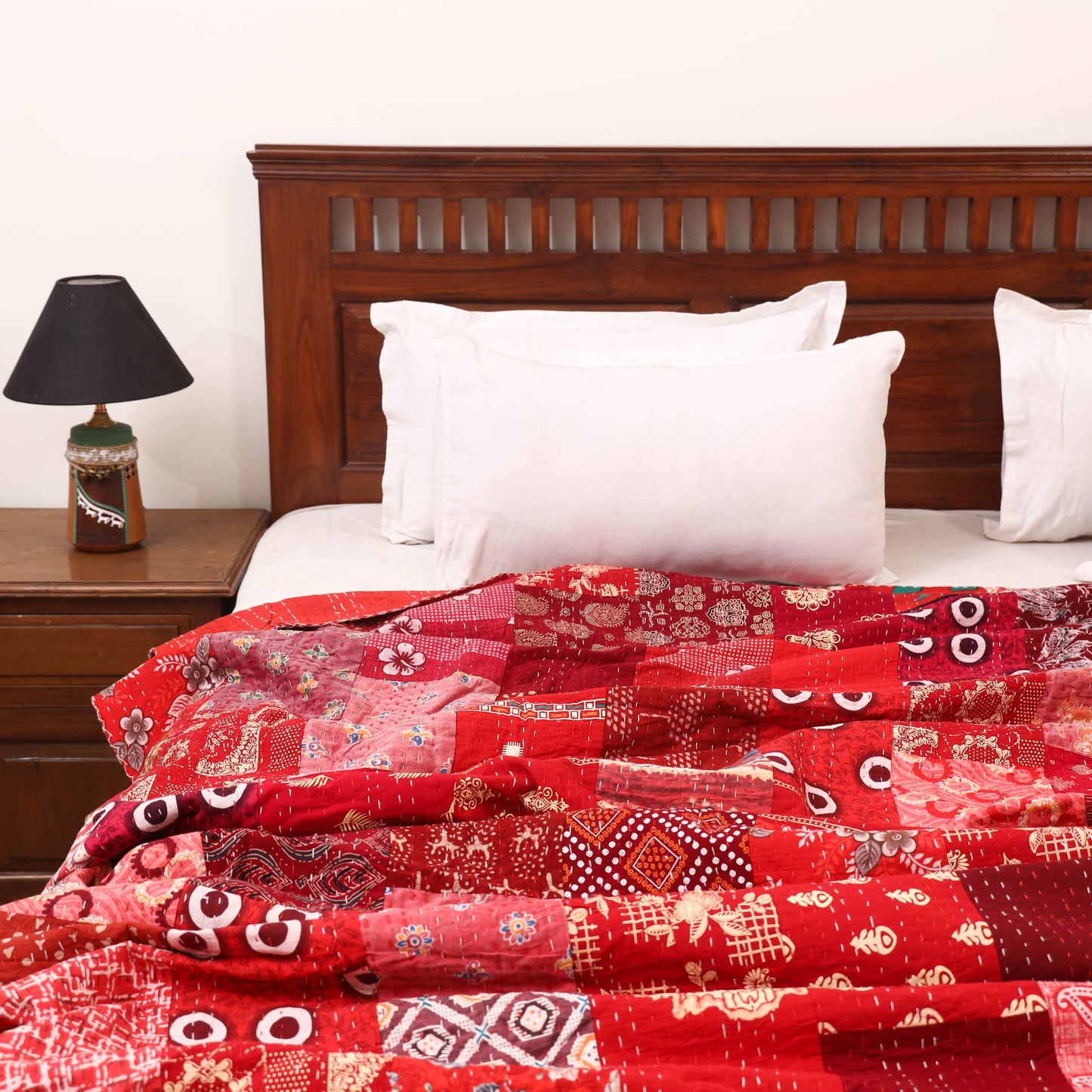 Red - Khambadiya Tagai Patchwork Quilt / Gudri / Blanket 25