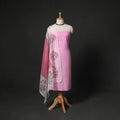 Leheriya Tie-Dye 2pc Cotton Unstitched Dress Material Kurta Set with Earrings 10
