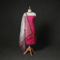 Leheriya Tie-Dye 2pc Cotton Unstitched Dress Material Kurta Set with Earrings 12