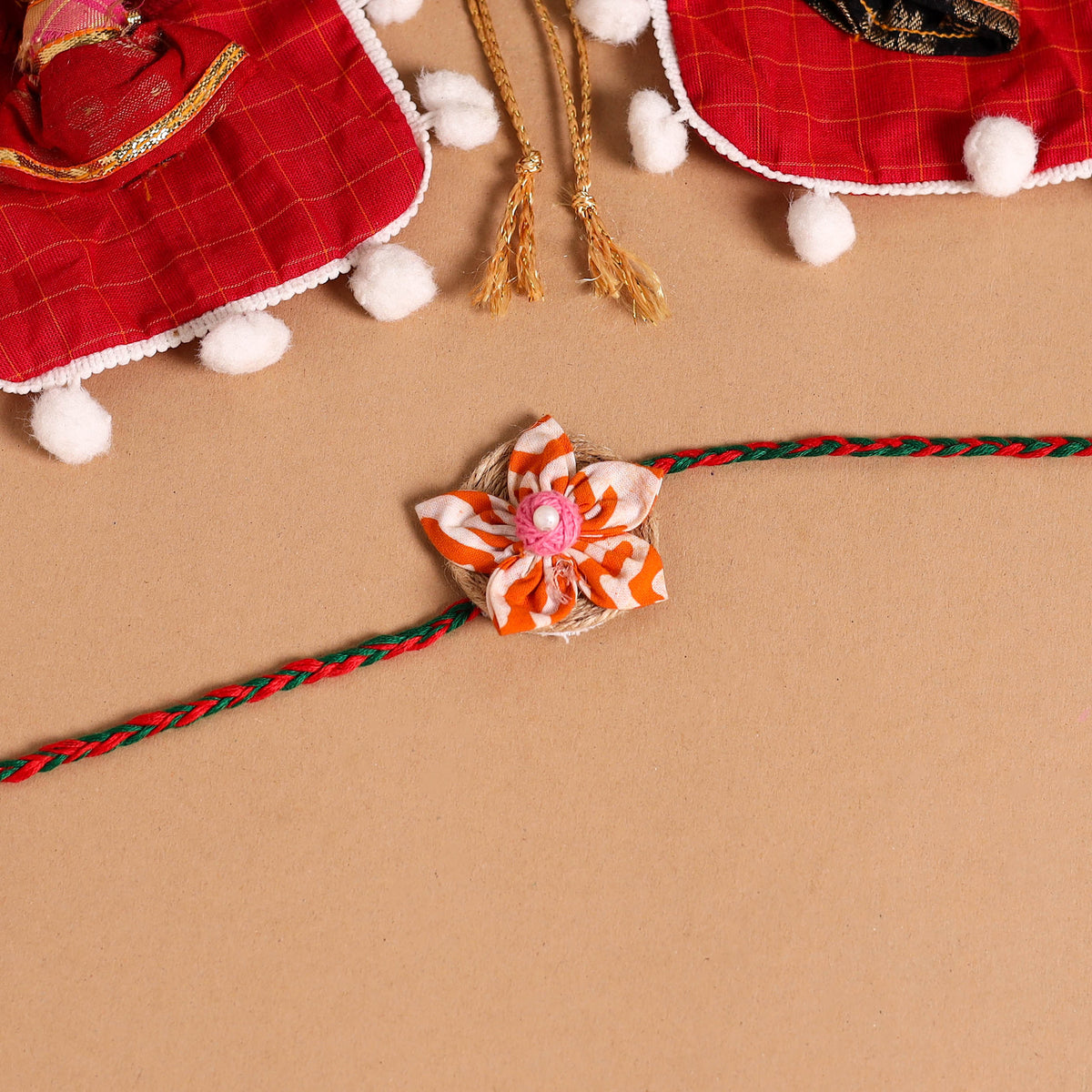 Buy Handmade Fabric Flower Jute Rakhi (Set of 2) – iTokri आई.टोकरी