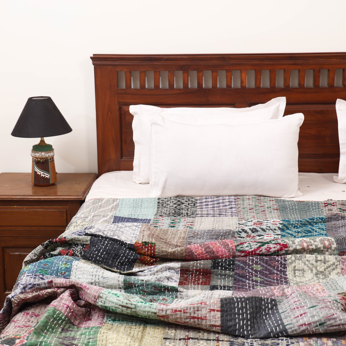 Grey - Khambadiya Tagai Patchwork Quilt / Gudri / Blanket 29