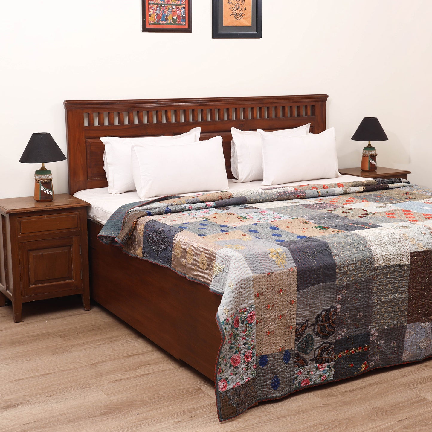 Grey - Khambadiya Tagai Patchwork Quilt / Gudri / Blanket 30