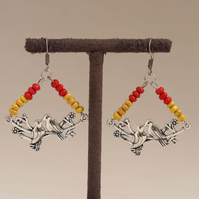 Multicolor - vanya wooden beads earrings with german silver