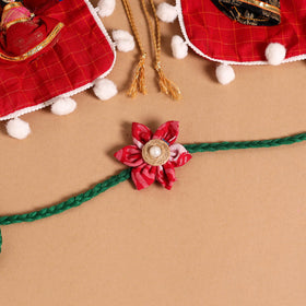  Handmade Fabric Flower Jute Rakhi (Set of 2)