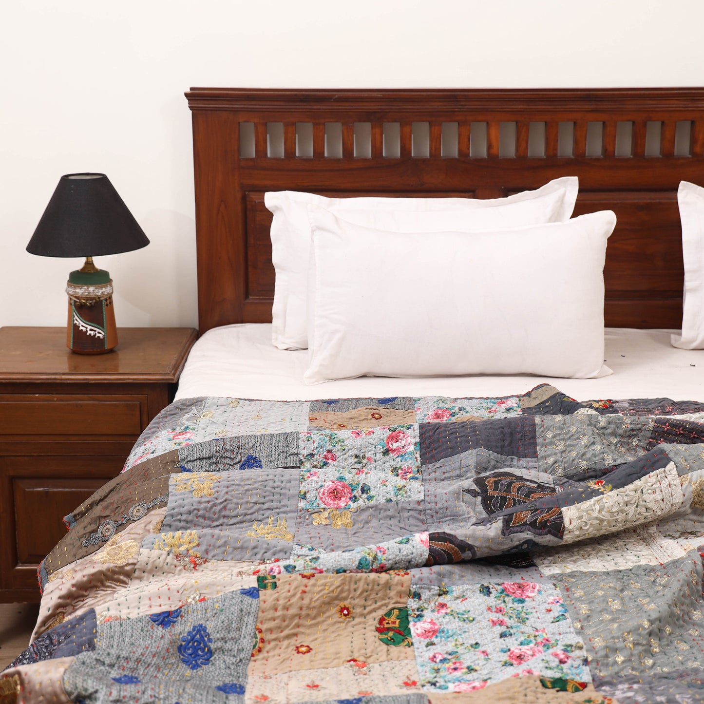 Grey - Khambadiya Tagai Patchwork Quilt / Gudri / Blanket 30