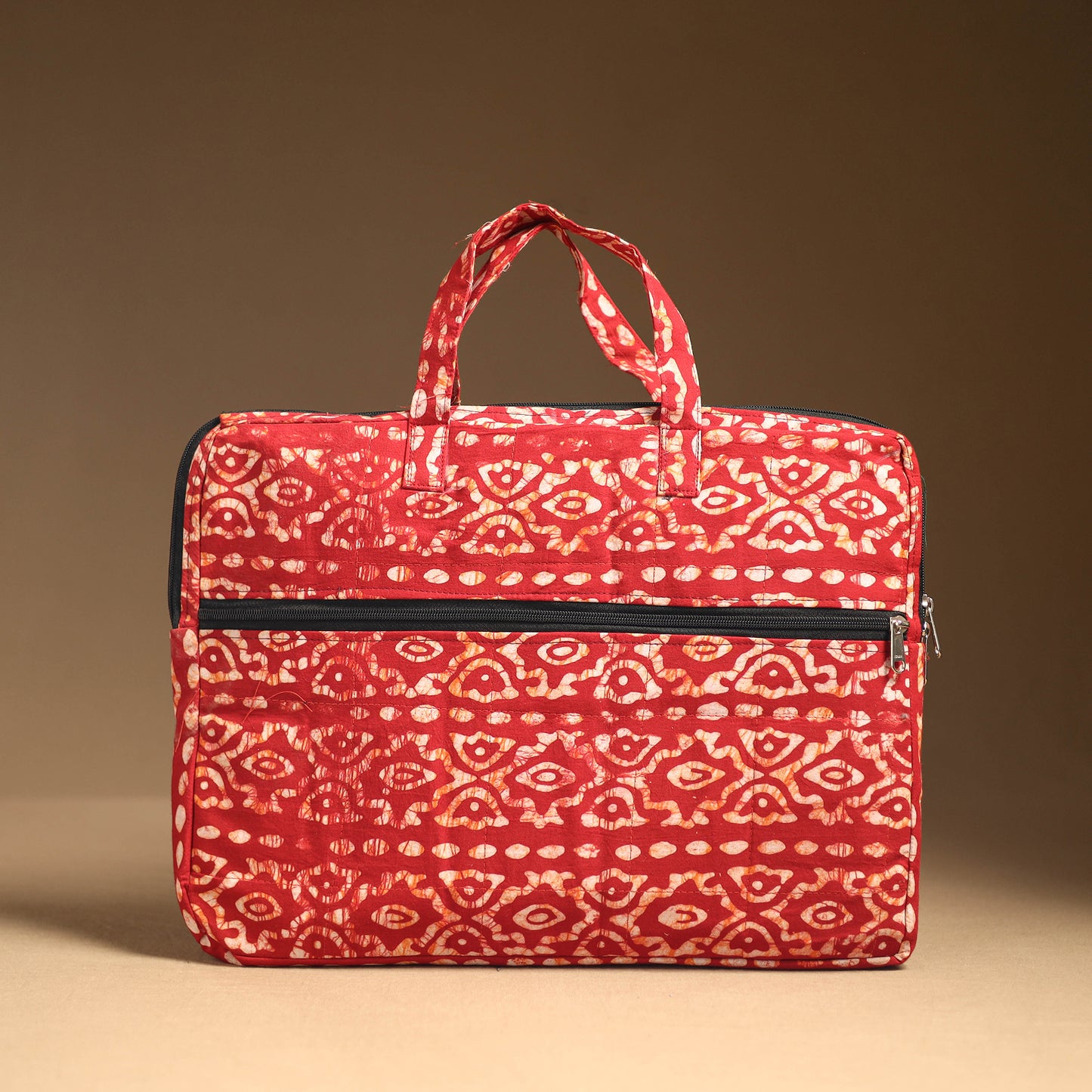 Red - Handmade Quilted Cotton Laptop Bag (12 x 16 in) 38