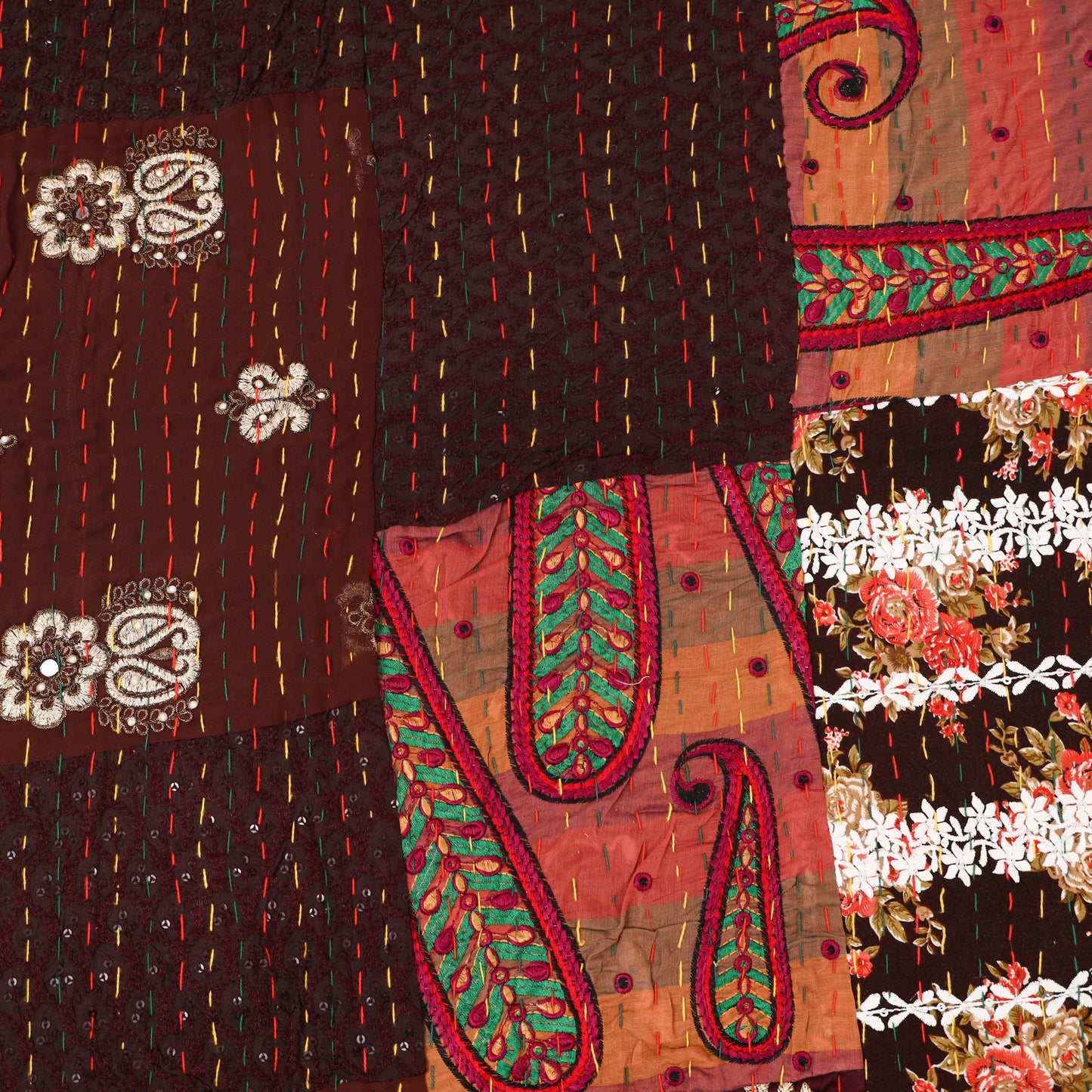Brown - Khambadiya Tagai Patchwork Quilt / Gudri / Blanket 31