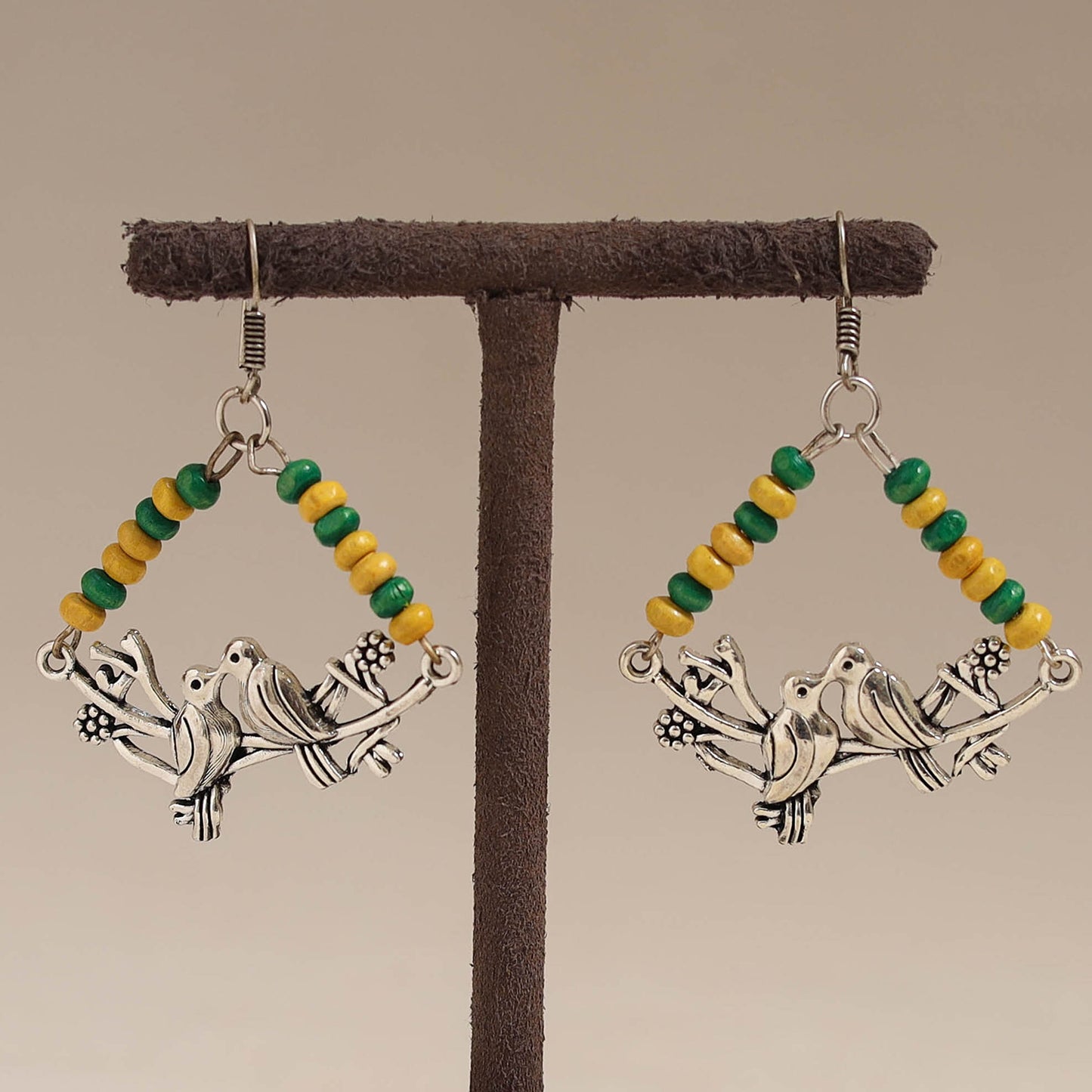 Multicolor - bhavya wooden beads earrings with german