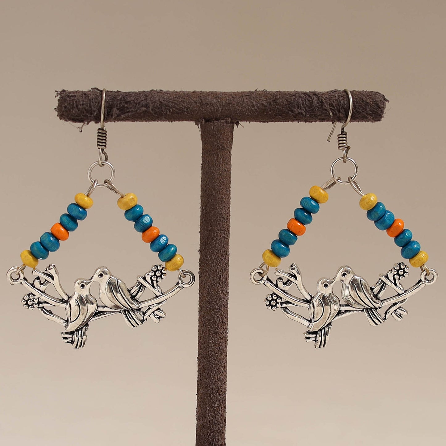 Multicolor - swara wooden beads earrings with german silver